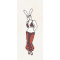 flash: belly dancer bunny<br>2009<br>monotype<br>(ink, watercolour & tea)<br>32 x 17 cm